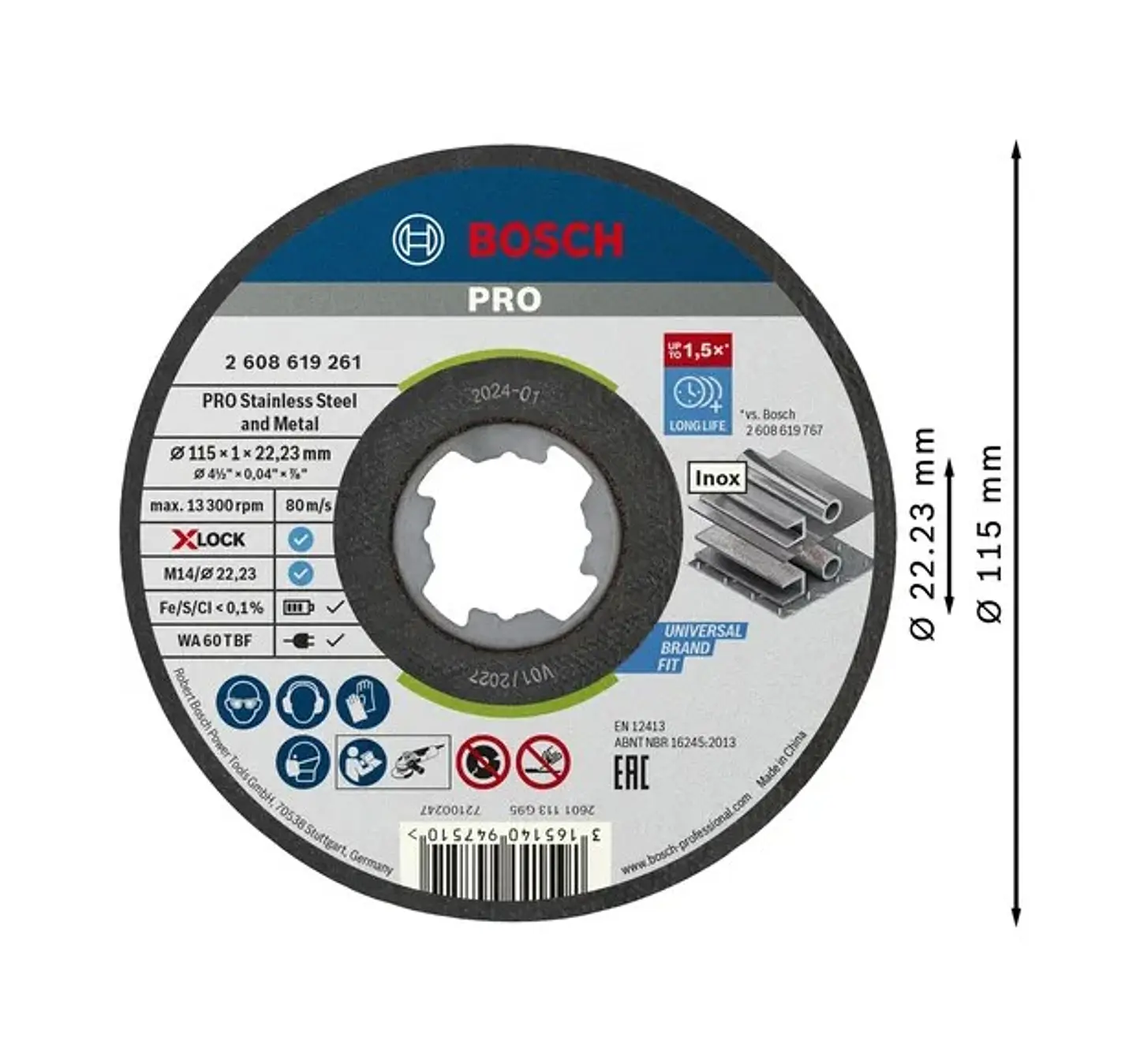 Disco abrasivo colado Ø115mm PRO Stainless Steel and Metal BOSCH  2