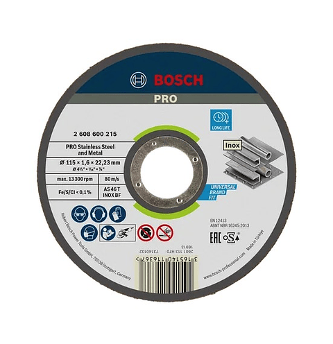 Disco abrasivo colado Ø115mm PRO Stainless Steel and Metal BOSCH 