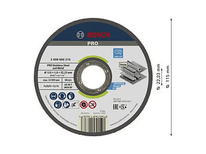 Disco abrasivo colado Ø115mm PRO Stainless Steel and Metal BOSCH 