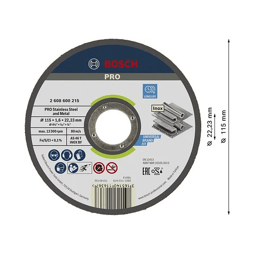 Disco abrasivo colado Ø115mm PRO Stainless Steel and Metal BOSCH  2