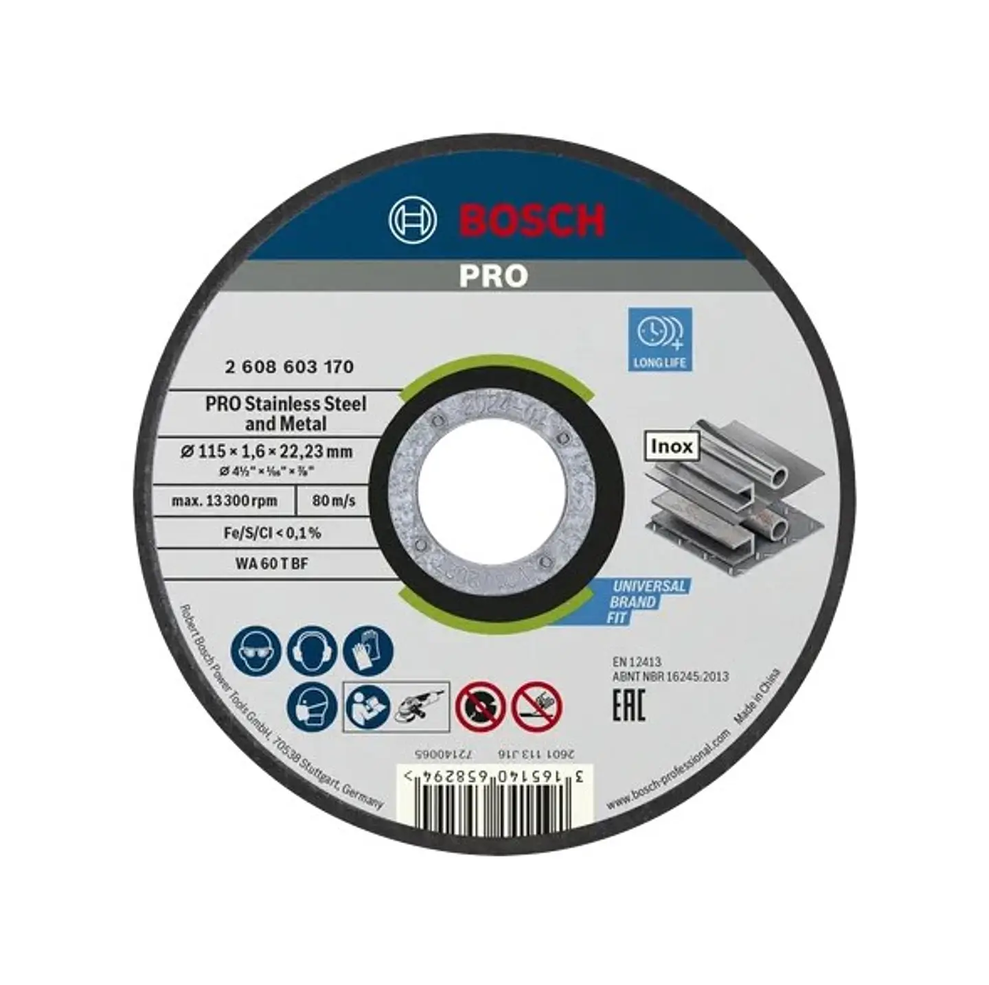 Disco abrasivo colado Ø115mm PRO Stainless Steel and Metal BOSCH 1