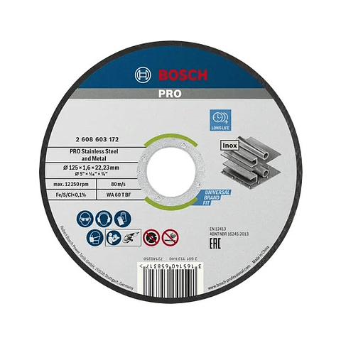 Disco abrasivo colado Ø125mm PRO Stainless Steel and Metal BOSCH