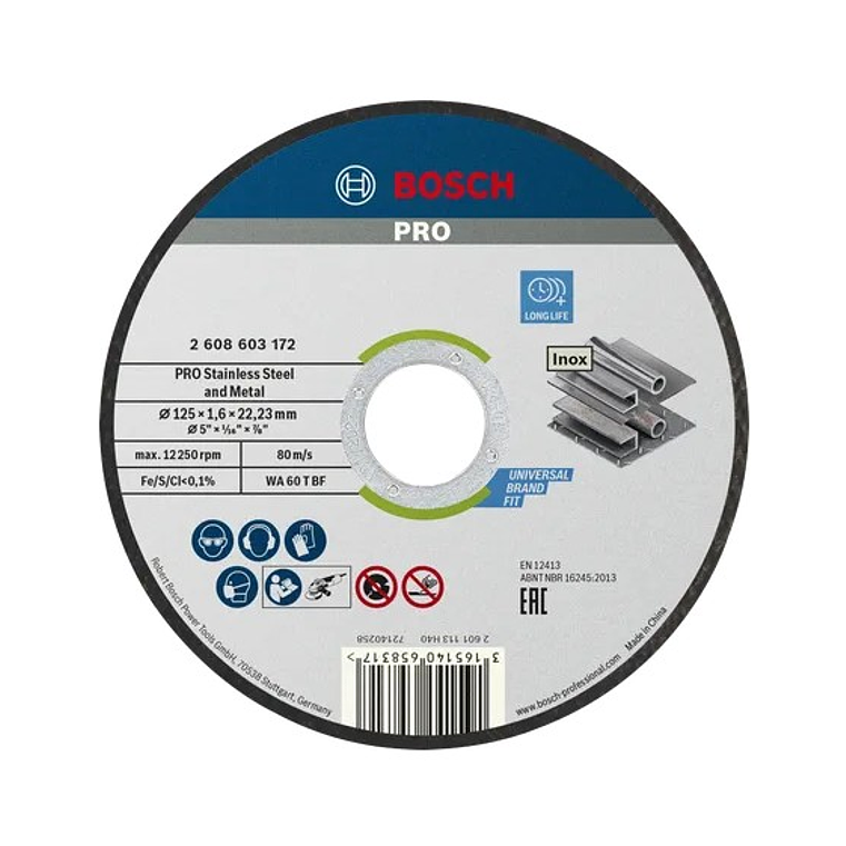 Disco abrasivo colado Ø125mm PRO Stainless Steel and Metal BOSCH 1