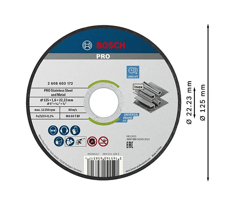 Disco abrasivo colado Ø125mm PRO Stainless Steel and Metal BOSCH