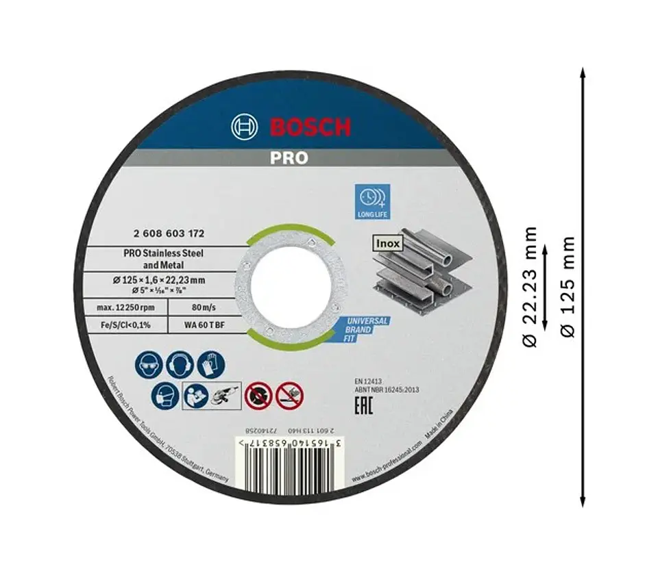 Disco abrasivo colado Ø125mm PRO Stainless Steel and Metal BOSCH 2