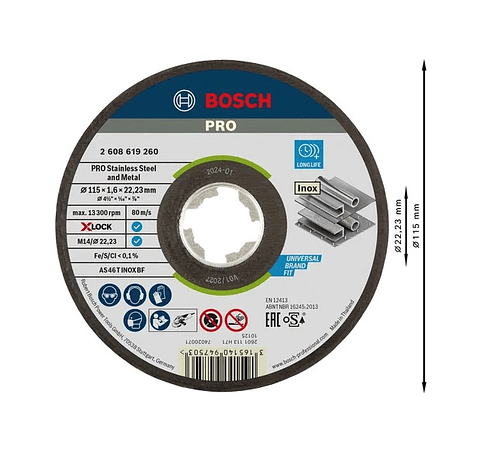 Disco abrasivo colado Ø115mm PRO Stainless Steel and Metal BOSCH 