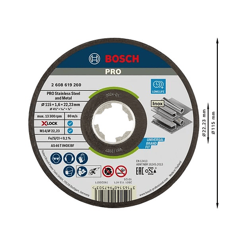 Disco abrasivo colado Ø115mm PRO Stainless Steel and Metal BOSCH  2