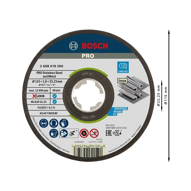 Disco abrasivo colado Ø115mm PRO Stainless Steel and Metal BOSCH  2