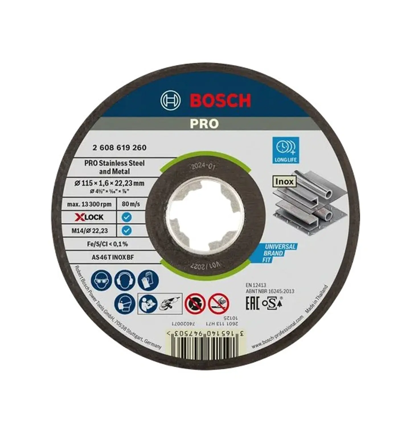 Disco abrasivo colado Ø115mm PRO Stainless Steel and Metal BOSCH  1