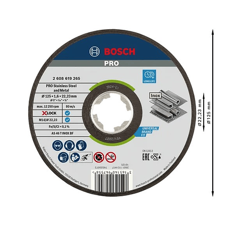 Disco abrasivo colado Ø125mm PRO Stainless Steel and Metal BOSCH