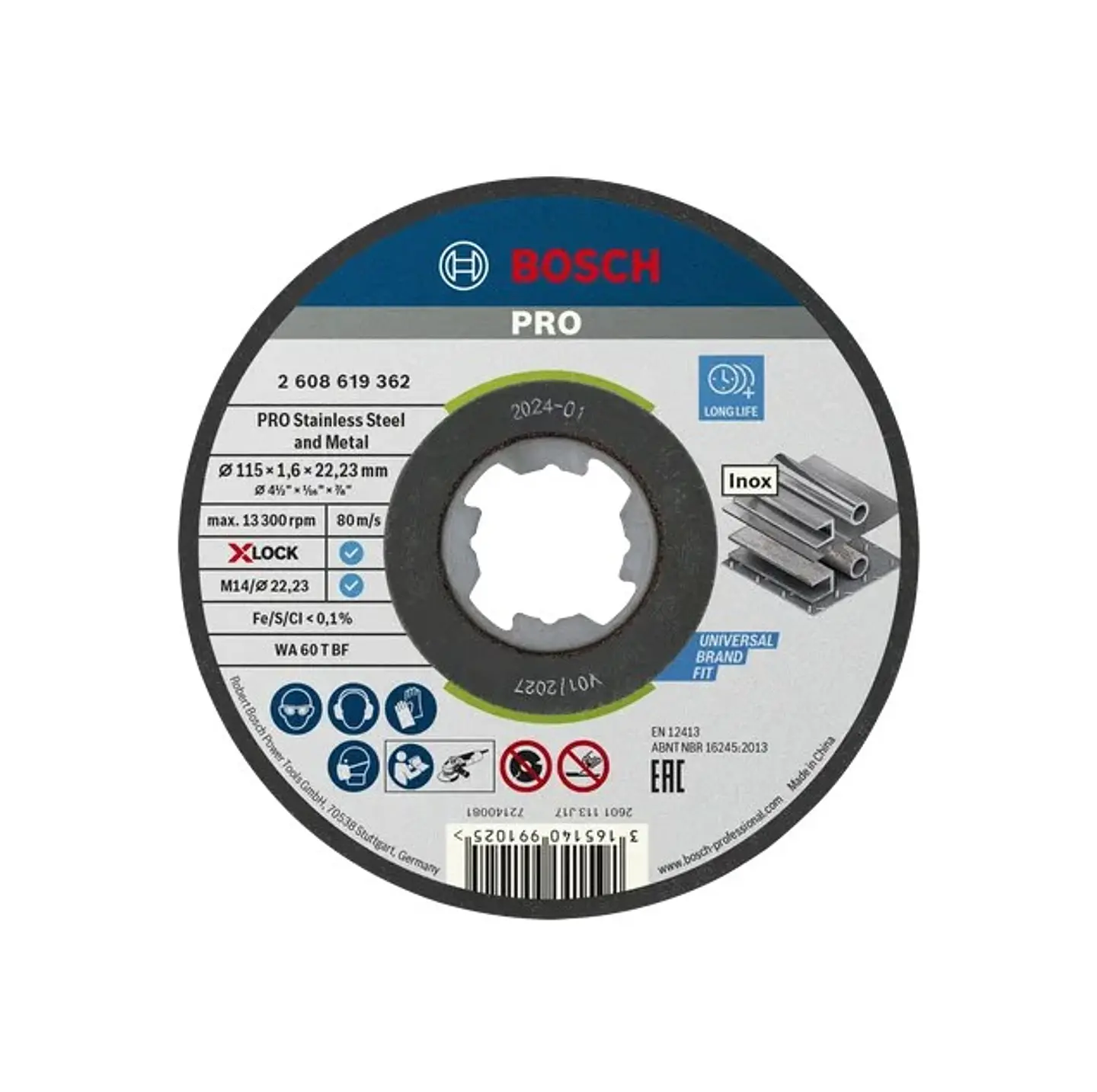Disco abrasivo colado Ø115mm PRO Stainless Steel and Metal BOSCH 1
