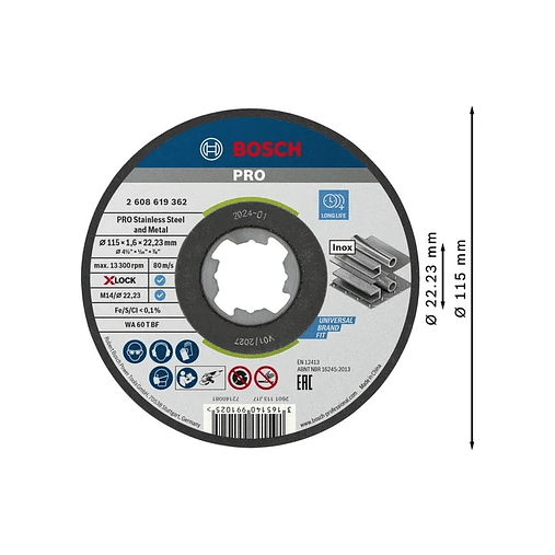 Disco abrasivo colado Ø115mm PRO Stainless Steel and Metal BOSCH 2