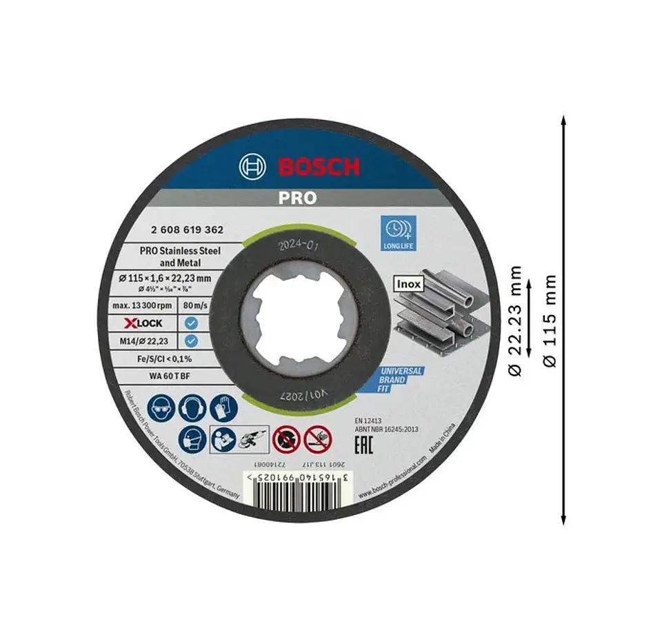 Disco abrasivo colado Ø115mm PRO Stainless Steel and Metal BOSCH 2
