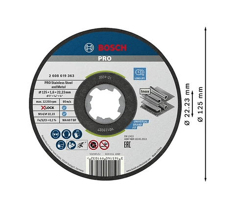 Disco abrasivo colado Ø125mm PRO Stainless Steel and Metal BOSCH