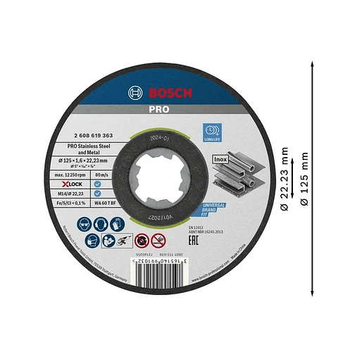 Disco abrasivo colado Ø125mm PRO Stainless Steel and Metal BOSCH 2