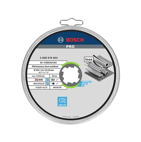 Disco abrasivo colado Ø125mm PRO Stainless Steel and Metal (10 unids) BOSCH