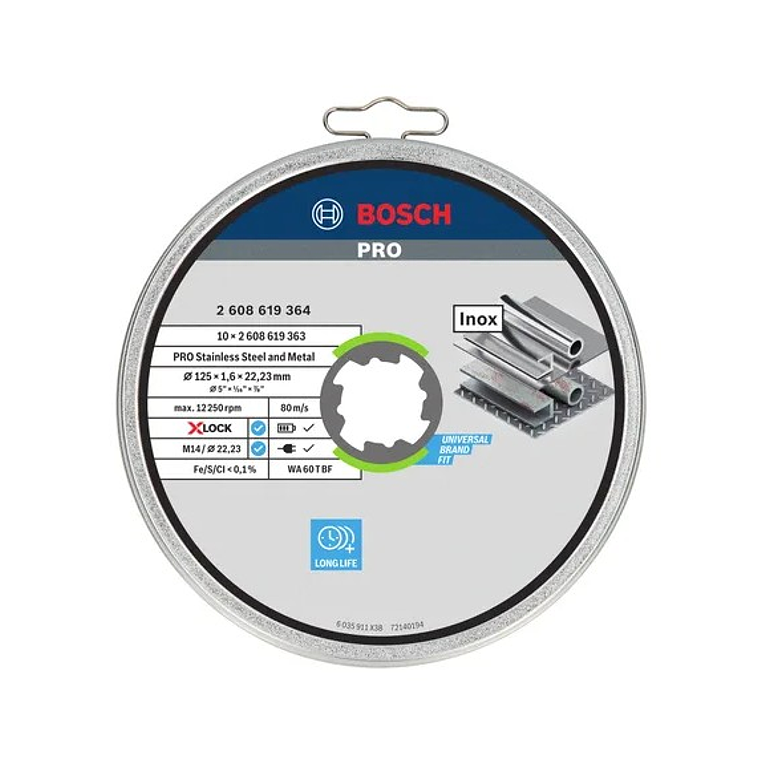 Disco abrasivo colado Ø125mm PRO Stainless Steel and Metal (10 unids) BOSCH 1