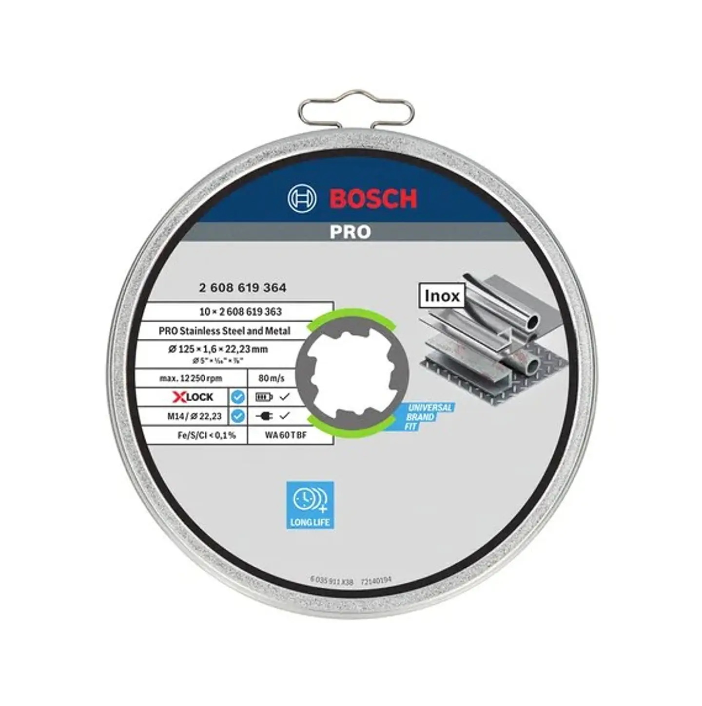 Disco abrasivo colado Ø125mm PRO Stainless Steel and Metal (10 unids) BOSCH 1