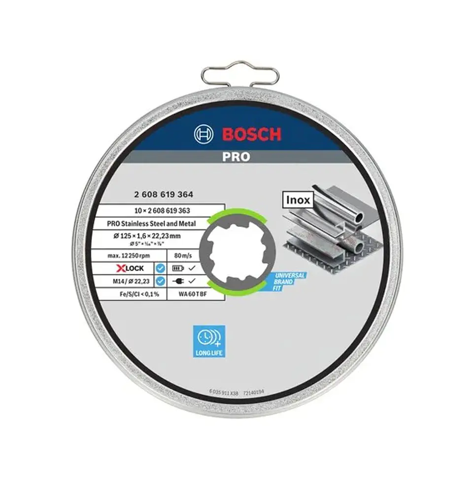 Disco abrasivo colado Ø125mm PRO Stainless Steel and Metal (10 unids) BOSCH 1
