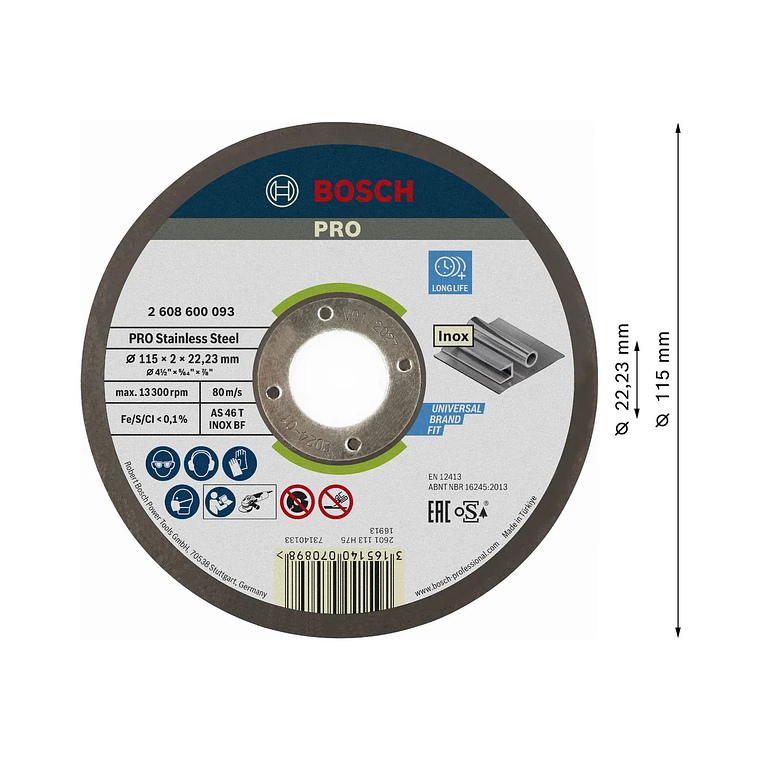 Disco abrasivo colado Ø115mm PRO Stainless Steel BOSCH  2