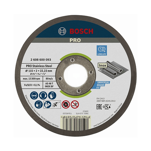 Disco abrasivo colado Ø115mm PRO Stainless Steel BOSCH  1