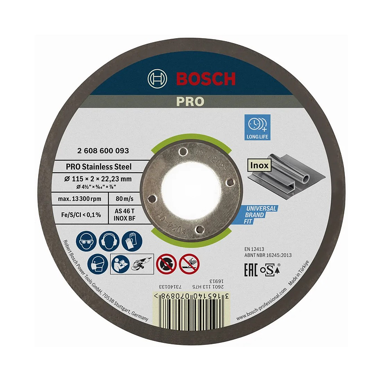 Disco abrasivo colado Ø115mm PRO Stainless Steel BOSCH  1