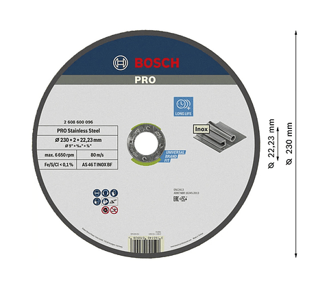 Disco abrasivo colado Ø230mm PRO Stainless Steel BOSCH 