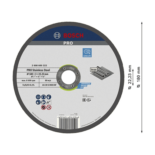 Disco abrasivo colado Ø180mm PRO Stainless Steel BOSCH 2