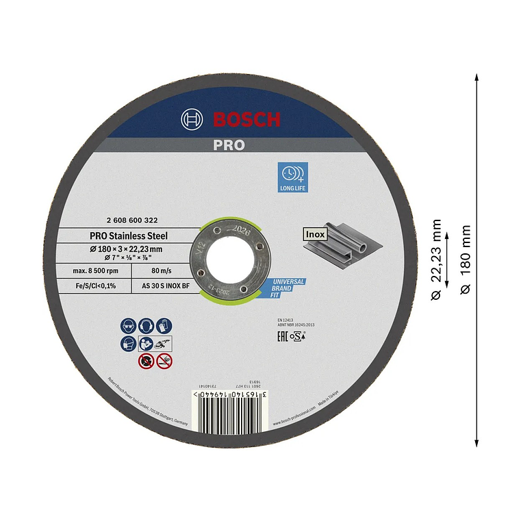 Disco abrasivo colado Ø180mm PRO Stainless Steel BOSCH 2