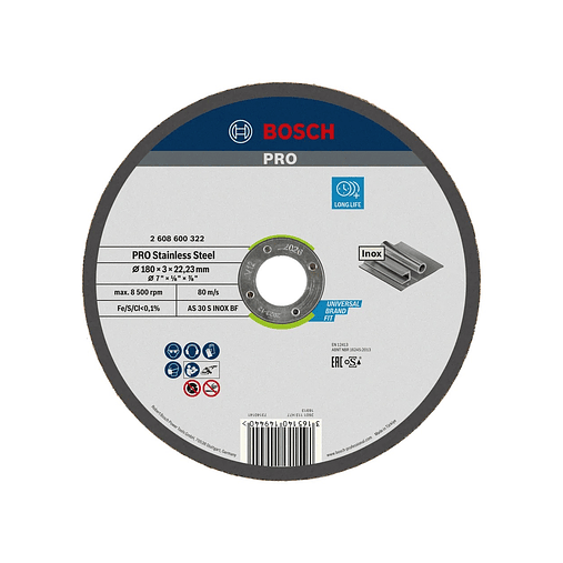 Disco abrasivo colado Ø180mm PRO Stainless Steel BOSCH 1