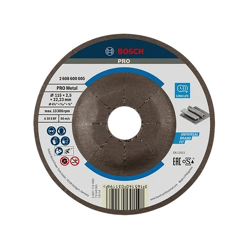 Disco abrasivo Ø115mm colado PRO Metal BOSCH  1