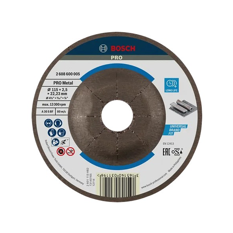 Disco abrasivo Ø115mm colado PRO Metal BOSCH  1