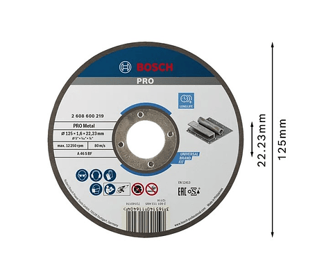 Disco abrasivo Ø125mm colado PRO Metal BOSCH 