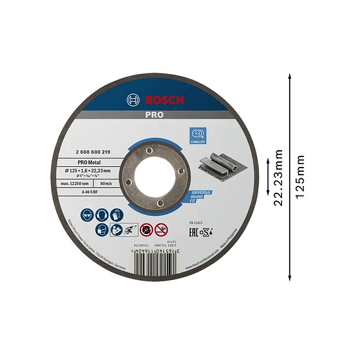 Disco abrasivo Ø125mm colado PRO Metal BOSCH  2
