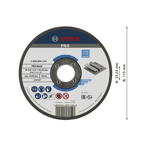 Disco abrasivo Ø115mm colado PRO Metal BOSCH 2