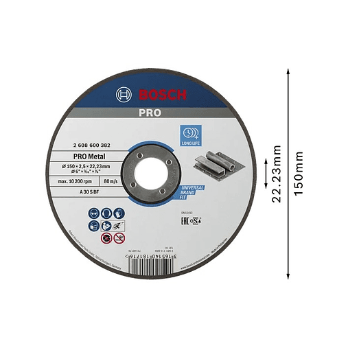 Disco abrasivo Ø150mm colado PRO Metal BOSCH 2
