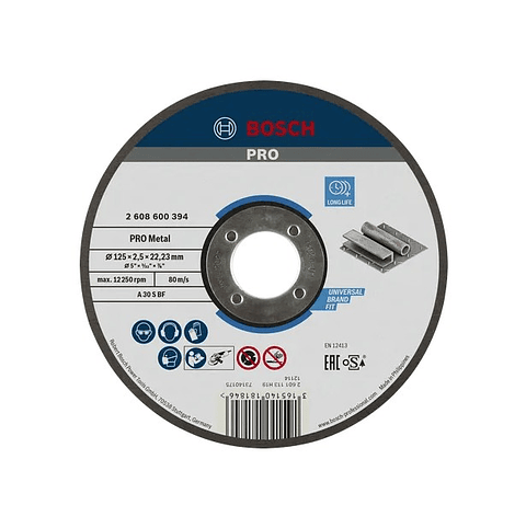 Disco abrasivo Ø125mm colado PRO Metal BOSCH