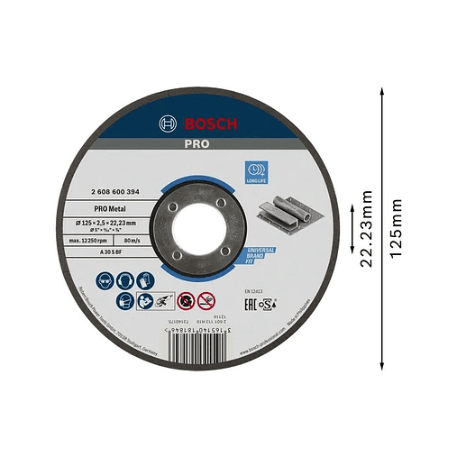 Disco abrasivo Ø125mm colado PRO Metal BOSCH 2