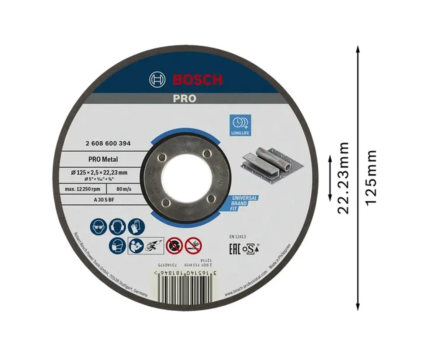 Disco abrasivo Ø125mm colado PRO Metal BOSCH 2