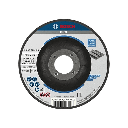 Disco abrasivo Ø115mm colado PRO Metal BOSCH 1