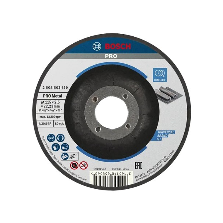 Disco abrasivo Ø115mm colado PRO Metal BOSCH 1