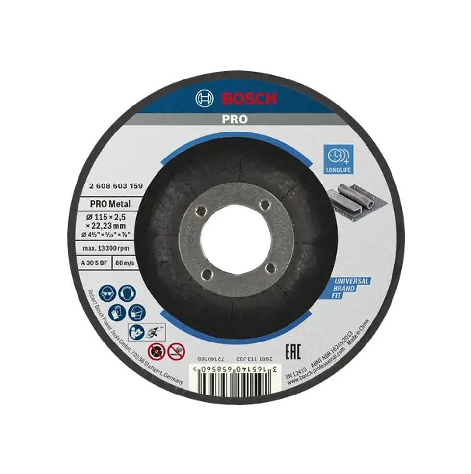 Disco abrasivo Ø115mm colado PRO Metal BOSCH 1
