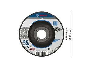 Disco abrasivo Ø115mm colado PRO Metal BOSCH