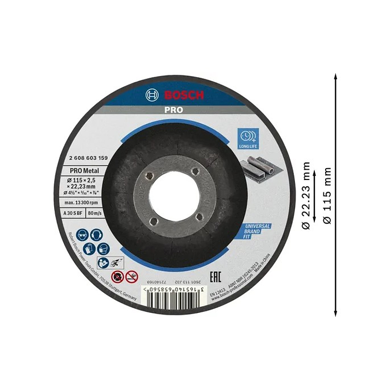 Disco abrasivo Ø115mm colado PRO Metal BOSCH 2