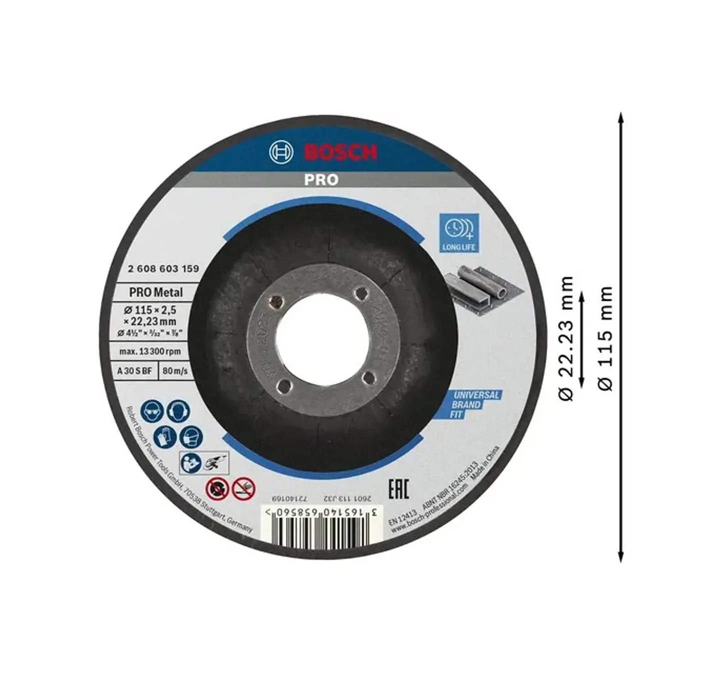 Disco abrasivo Ø115mm colado PRO Metal BOSCH 2
