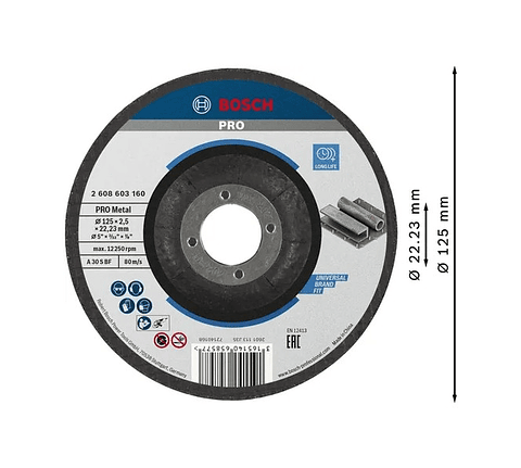 Disco abrasivo Ø125mm colado PRO Metal BOSCH 