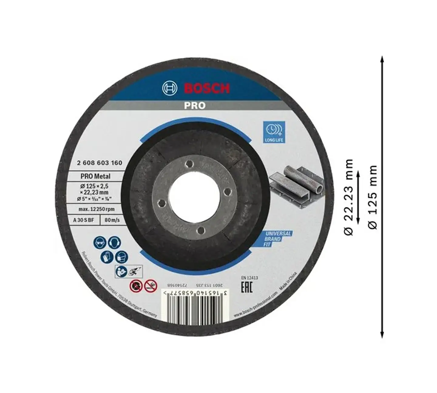 Disco abrasivo Ø125mm colado PRO Metal BOSCH  2