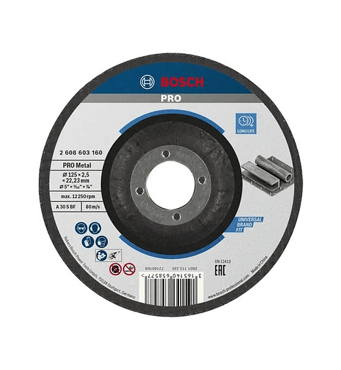 Disco abrasivo Ø125mm colado PRO Metal BOSCH 