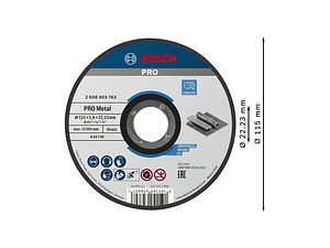 Disco abrasivo Ø115mm colado PRO Metal BOSCH