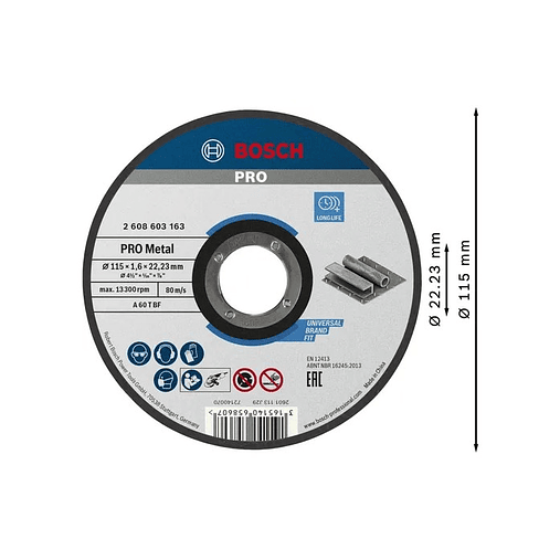 Disco abrasivo Ø115mm colado PRO Metal BOSCH 2